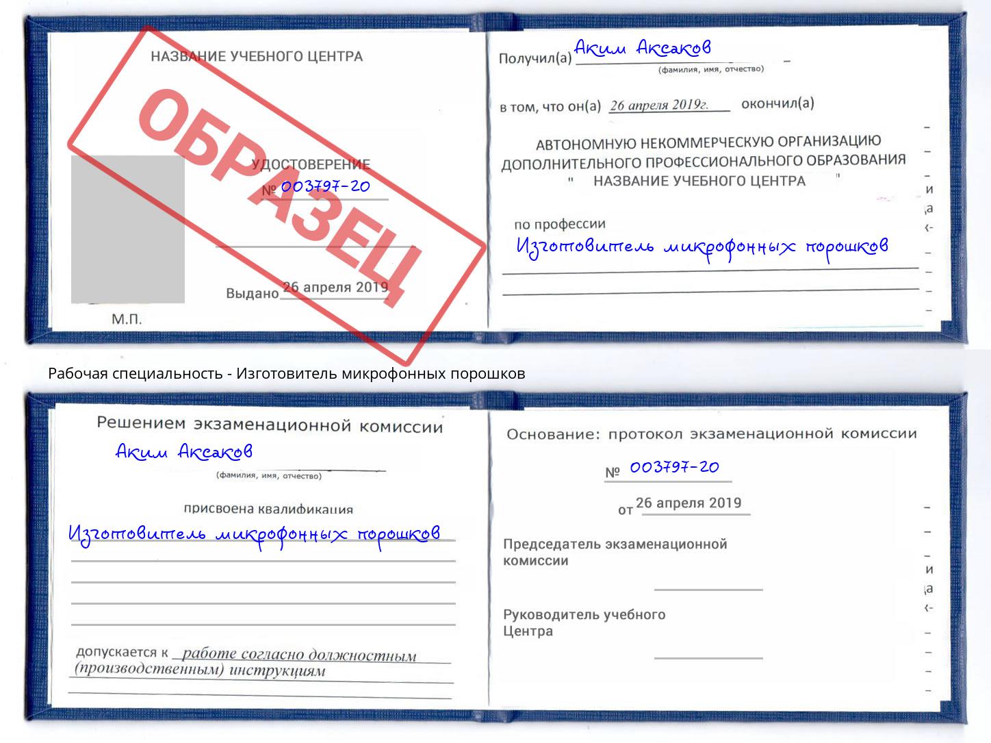 Изготовитель микрофонных порошков Салават