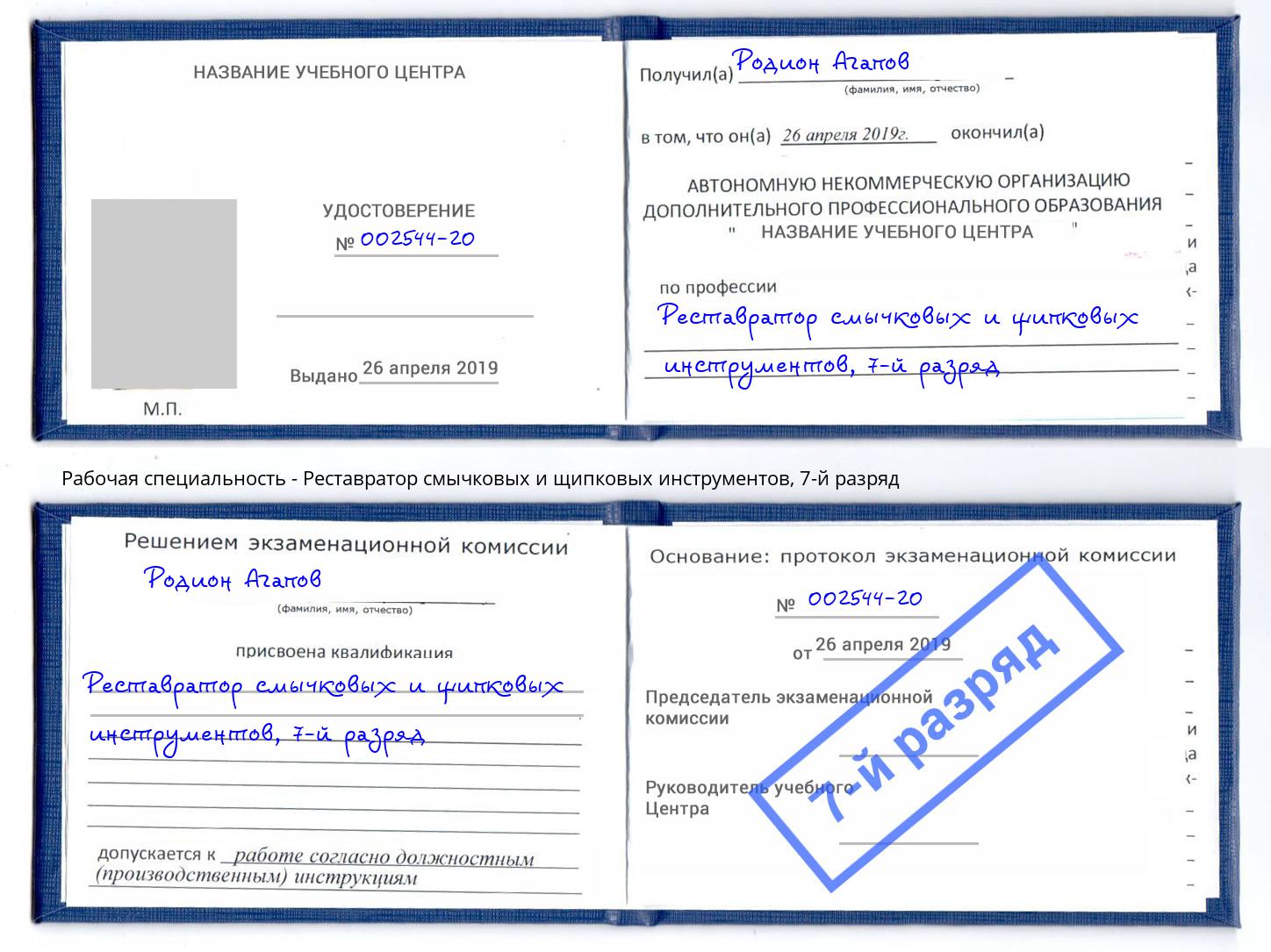 корочка 7-й разряд Реставратор смычковых и щипковых инструментов Салават