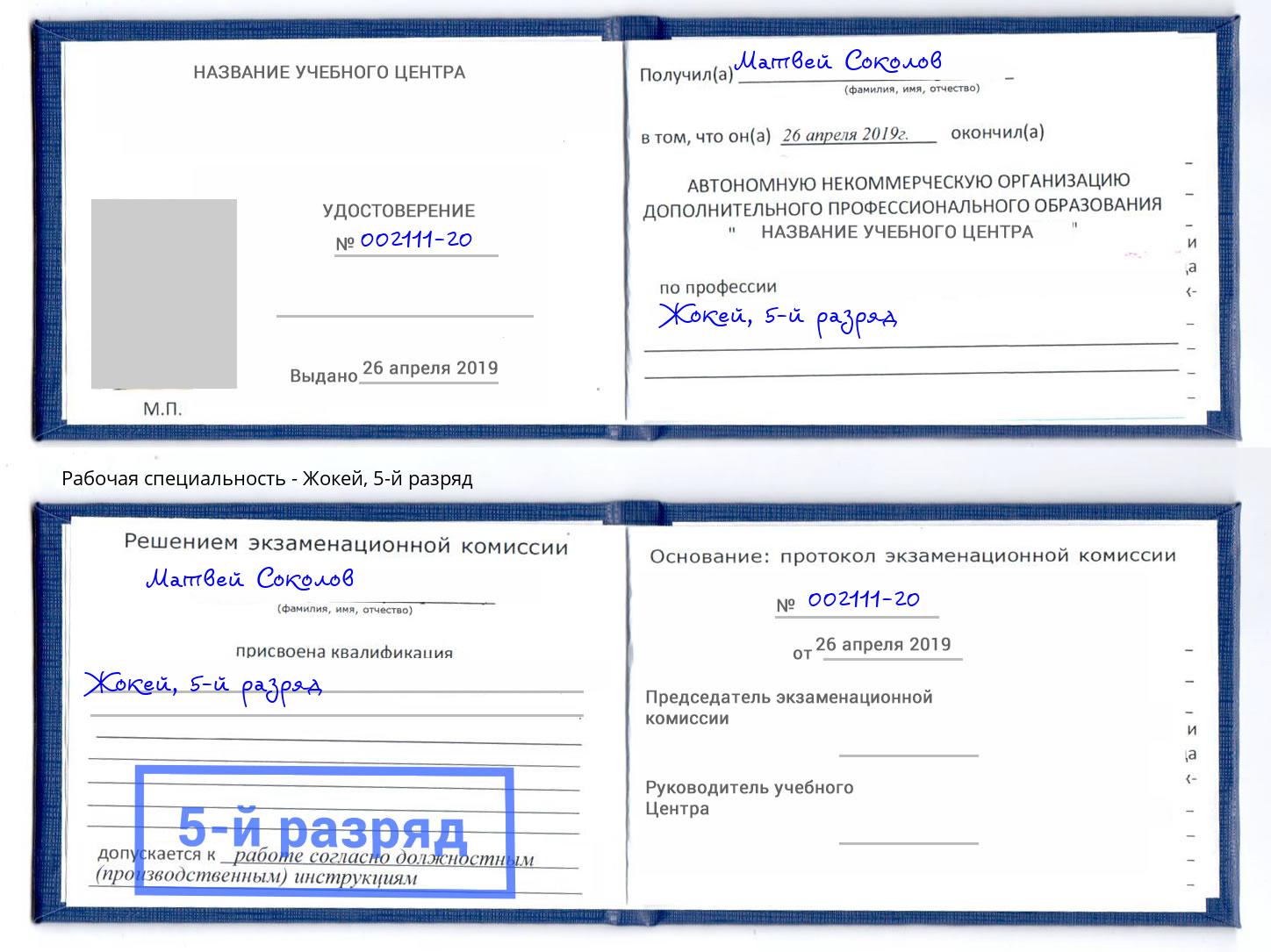 корочка 5-й разряд Жокей Салават